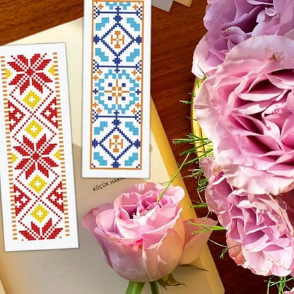 BEUNITONE 6 Pcs Vintage Cross Stitch Bookmark Kits for Beginner with Backing Felt Floss Instructions, Handmade Bookmarks DIY Stamped Craft Embroidery Kits for Adults, Book Lovers 8.5''x3'' - Image 5