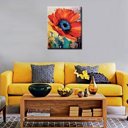 Poppy Flower Digital Canvas DIY Children's Digital Painting Classic Pattern Design, Beginner Digital Painting, Yellow Petals Digital Painting, Corridor Decoration(Without Frame) - Image 4