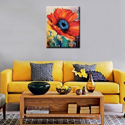 Poppy Flower Digital Canvas DIY Children's Digital Painting Classic Pattern Design, Beginner Digital Painting, Yellow Petals Digital Painting, Corridor Decoration(Without Frame) - Image 4