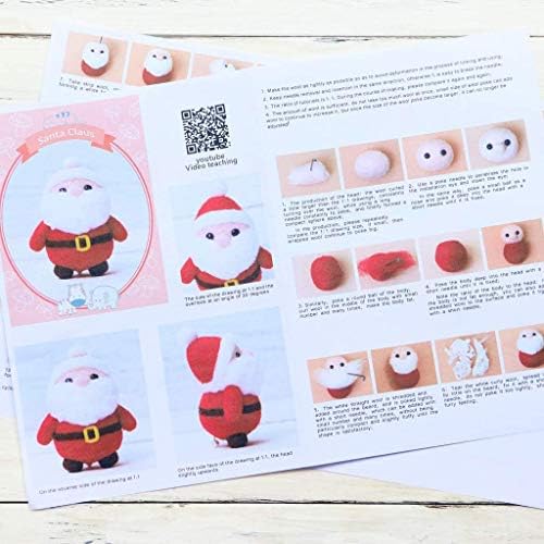 Szecl Santa Claus Wool Felting Kit Tool Supplies with Gift Box, Christmas Needle Felting Kit Beginner DIY Non Finished Poked Set Xmas Ornaments, 4Pcs Needles, 2Pcs Eyes, Felting Foam Mat, Instruction - Image 6