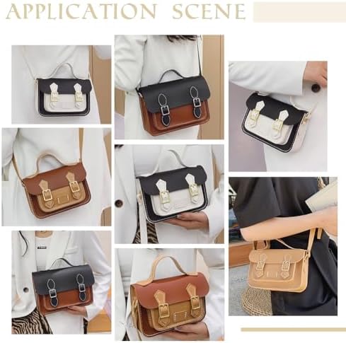 WADORN DIY Crossbody Bag Making Kits, PU Leather Shoulder Bag Sewing Set with Instruction Handmade Satchel Handbag Making Kit Purse Sewing Kit for Women Handicraft Gift, 9.8x3.5x6.7 Inch(Brown+Khaki) - Image 5