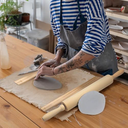Newtay 12 Pcs Pottery Tools Wood Rolling Pin Special Linen (Tablecloth) - Image 3