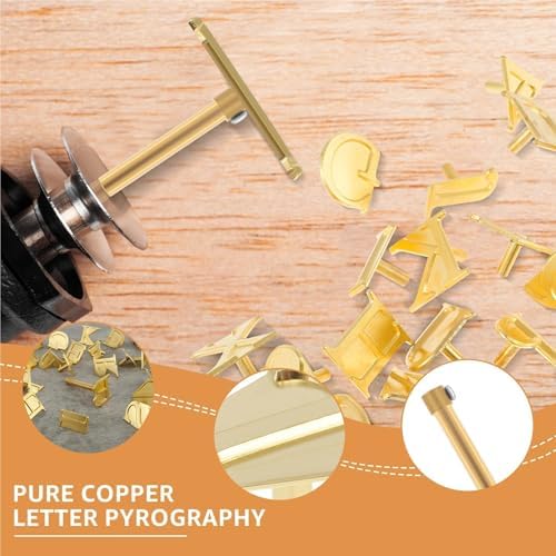 Wood Burning Tip Set Brass DIY Burning Carving Kit Rustproof Letters/Numbers HotStamp Template Set Leather Burning Carving Head - Image 5
