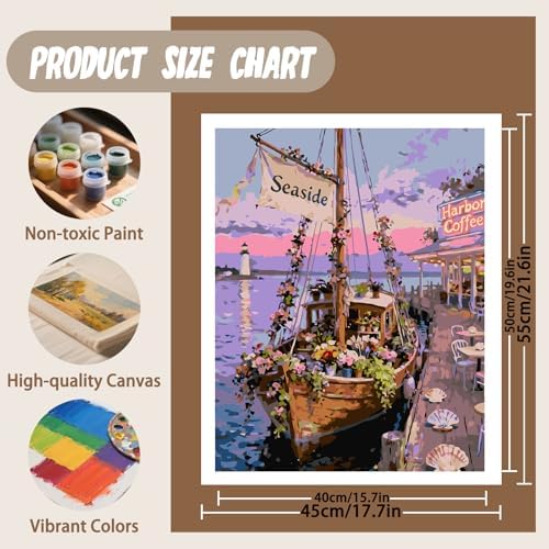 XTCIXAL Paint by Numbers Kit for Adults, Sailboat, 16X20 Inch - Image 4