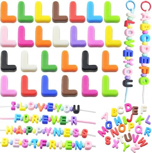 Large Letter Beads 26 Pcs 20mm 3D Paracord Beads Acrylic Colorful Bubble Big Alphabet Bead 6mm Large Hole Chunky Letter Bead for Keychains Purse Bag Charm Kit Backpack (26, Large Letter Beads L) by KJMLDIY