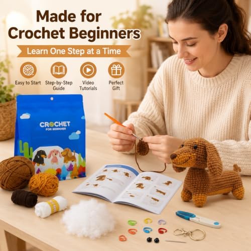 Nikolle Dachshund Crochet Kit for Beginners, Amigurumi Animal Craft Kit - Image 2
