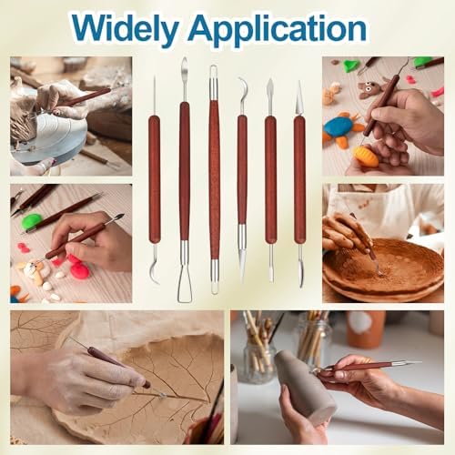 Amrules 6 Pcs Double-Ended Clay Carving Tools Set for Adults, Red - Image 7