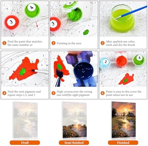 Paint by Numbers Kit for Adults Beginner 16x20 Inch, Countryside Sunset - Image 6