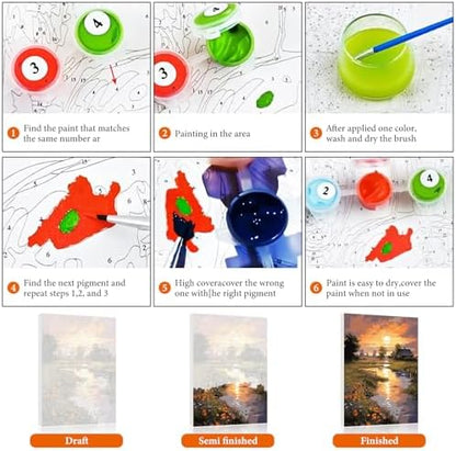 Paint by Numbers Kit for Adults Beginner 16x20 Inch, Countryside Sunset - Image 6
