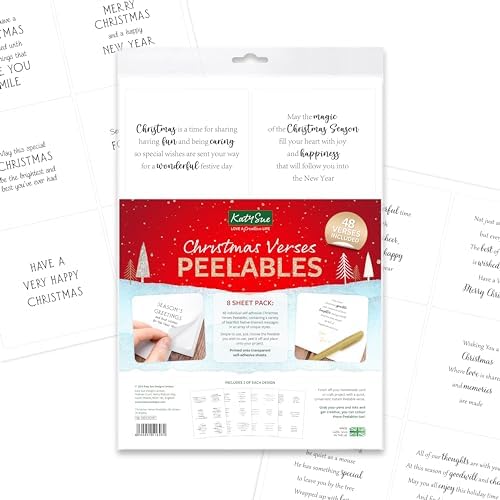 Katy Sue Christmas Verses Peelables Stickers for Christmas Card Making. 48 Peelable Verses & Sentiments/Peel Offs from Katy Sue Designs Card Making Supplies. Each Peel-Off Sticker is 4 x 3.5 inch - Image 2