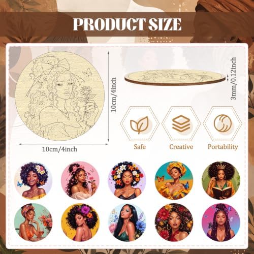Reallnaive 45 Pcs Wooden Coasters Painting Set with Markers 4 Inch Boho Drink Coaster Gift Arts and Crafts DIY Kit for Adults, Women, Hobby, Ornament Home Apartment Decor (Character) - Image 2