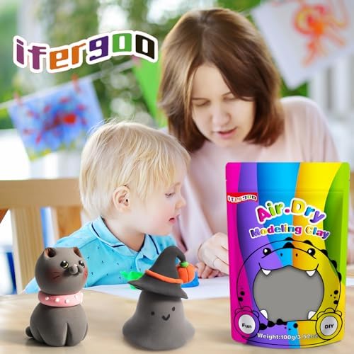 ifergoo 100g Gray Air Dry Clay, 3.5oz DIY Creative Modeling Clay for Kids - Image 3