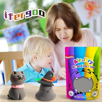 ifergoo 100g Gray Air Dry Clay, 3.5oz DIY Creative Modeling Clay for Kids - Image 3