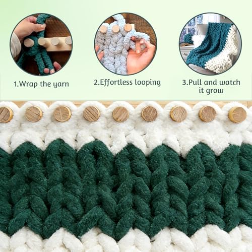 Violetfox 48" Chunky Blanket Loom Kit, Adjustable Knit Loom Yarn Loom for Adults, Wooden Hand Knitting Loom for Throw Blankets, Beginner-Friendly Yarn Craft Weaving Tools for Home DIY (48 in) - Image 3