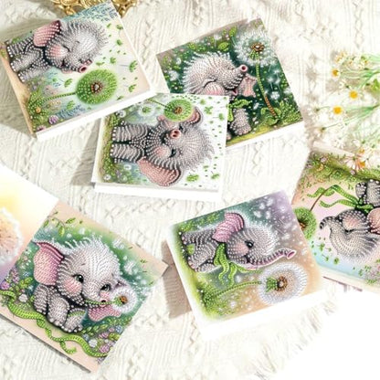 AiYuanzsh 6 Pack Diamond Art Greeting Card Kits with Envelopes, Special Shaped Diamond Painting Cards, DIY Rhinestone Diamond Art Cards for Birthday Christmas Holiday (Elephant and Dandelion) - Image 4