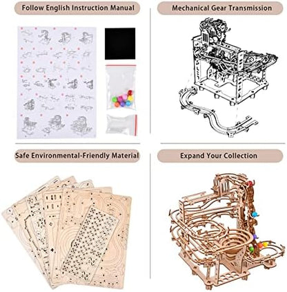 3D Wooden Puzzles Marble Run Chain Kit, Wood Creative Mechanical Puzzles Assembly Model Building Kits to Build for Adults & Kids, DIY Wooden Puzzle Hobbies Toys for Adults &Teens Gifts - Image 5