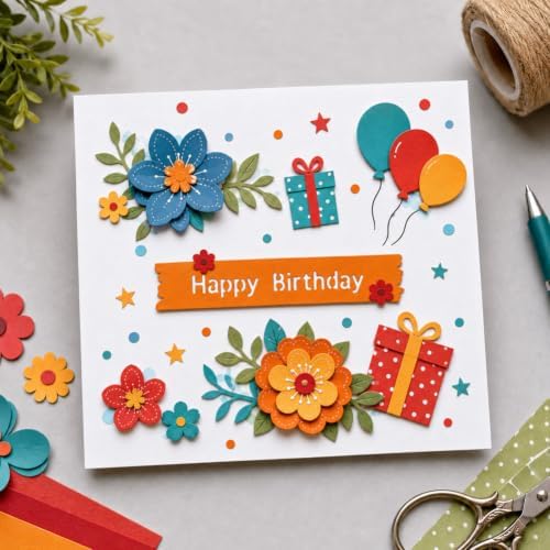 Tags Greetings Frames Cutting Die 5 Styles Label Text Stencils with 40 Sheets Cardstock & Tweezers, All-in-One Craft Kit for DIY Scrapbooking Birthday Greeting Card Album Photo Decor - Image 3