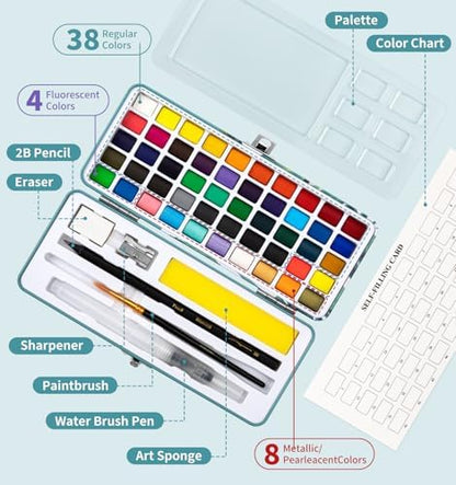 Watercolor Workbook with 12 Bird Patterns, 50 Colors Watercolor Paint Set - Image 3