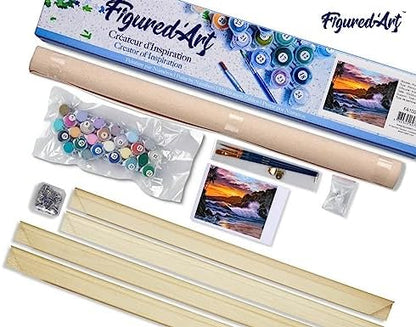 Figured'Art Paint by Numbers Kit for Adults Cliff and Waves 16"x20" - Craft Art Painting Rolled Canvas with DIY Wooden Frame - Image 5