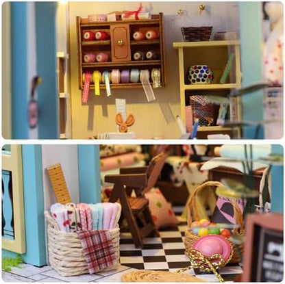 DIY Miniature Dollhouse Kit, Mini House Making Kit w/LED, Tailor's Shop - Image 5