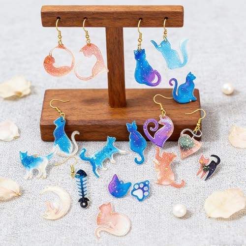 4 Piece Resin Earring Molds ， 60 Unique Shapes UV Cat Resin Molds with Holes Ideal for DIY Silicone Earrings Necklaces Jewelry and Animal Designs Creative Art Gifts - Image 5