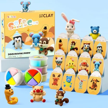 ARTPAR Air Dry Clay Kit, 12 Animals Modeling Magic Clay, Kids Crafts Gifts by ARTPARencourageKidsexplorationartandcrafts