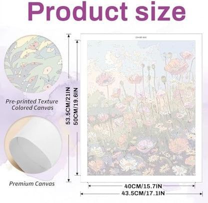 CYNART Flower Paint by Numbers Kit for Adults Beginner, Flower Easy Paint by Number Kits on Canvas, DIY Acrylic Oil Painting by Numbers for Gift Home Decor 16 x 20 inch （Without Frame） - Image 3