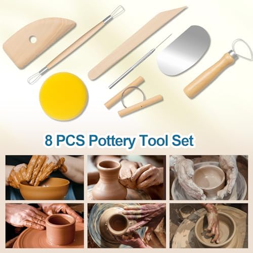 Amrules 8 Pcs Polymer Clay Sculpting Tools Kit for Adults, Light Yellow - Image 5