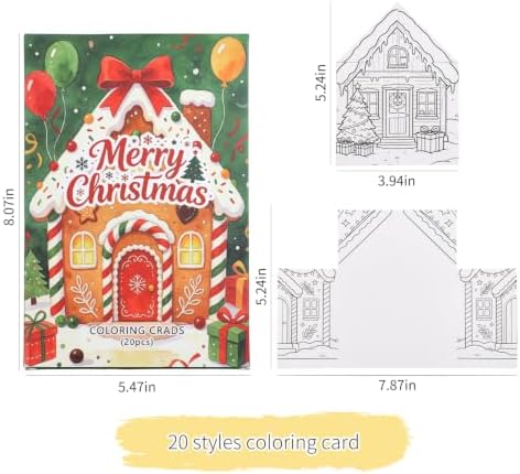 VYRANA Christmas DIY Coloring Greeting Cards, 20Pcs Holiday Blank Art Paper Cards for Kids Adults, Festive Xmas Party Craft Supplies, Gift Ideas for Mom, Friends, Thank You & Greeting Card Collection - Image 5