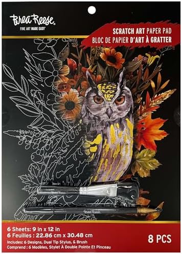 Brea Reese Autumn Equinox Scratch Art Paper Pad - 6 Guided 9x12in Designs by BreaReese