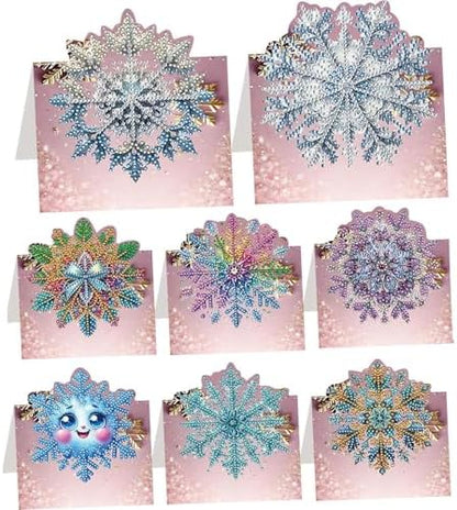 jinglinhh 8pcs Diamond Art Painting Winter Snowflake Greeting Cards with Envelopes, DIY Card Making Kits for Adults, Diamond Art Postcards Christmas Cards Craft Gifts by Unknown