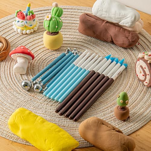 EUOCENK 14PCS Silicone Clay Sculpting Tool, Ball Stylus Clay Tools, Clay Shaper Brushes for Modeling, Dotting, Polymer Clay, Pottery Crafts, Nail Art, Rock, Blending, Drawing, Air Dry Clay, Ceramics - Image 7
