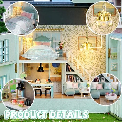 Kisoy Romantic and Cute Dollhouse Miniature DIY House Kit Creative Room Perfect DIY Gift for Friends, Lovers and Families (Warm House) - Image 5