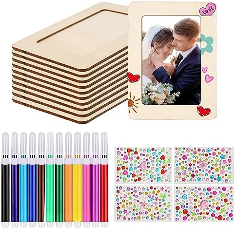 10Pcs Picture Frame Painting Craft Kit for 4*6 Photo,DIY Wooden Frames Kit by zjdbset