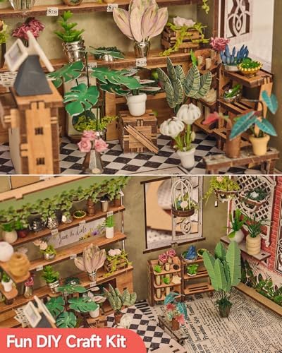 Book Nook Kit, Floral Cottage DIY Miniature House Kit & Stepless Dimming - Image 3