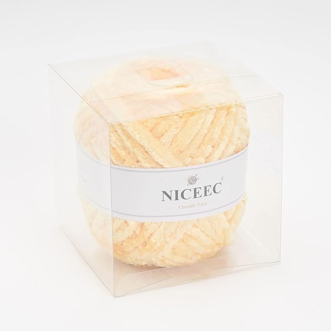 NICEEC 300g Soft Chenille Yarn Blanket Velvet Yarn for Knitting, Crochet, Weaving DIY Craft Total Length 150m (164yds)_Yellow