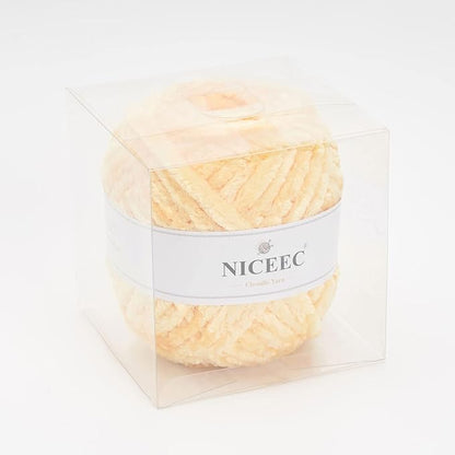 NICEEC 300g Soft Chenille Yarn Blanket Velvet Yarn for Knitting, Crochet, Weaving DIY Craft Total Length 150m (164yds)_Yellow