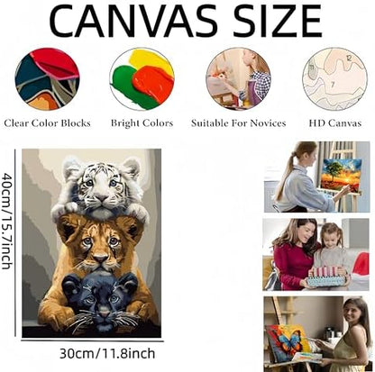 Three Tigers Painting by Numbers Kit for Adults Beginner,11.8X15.7 Inch - Image 6
