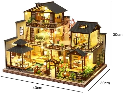 Miniature House Kit for Adult,Mini House Building Kit, DIY Miniature Kit for Adults, Wooden Mini Dollhouse Kit for Birthday Christmas，Retro Courtyard - Image 5