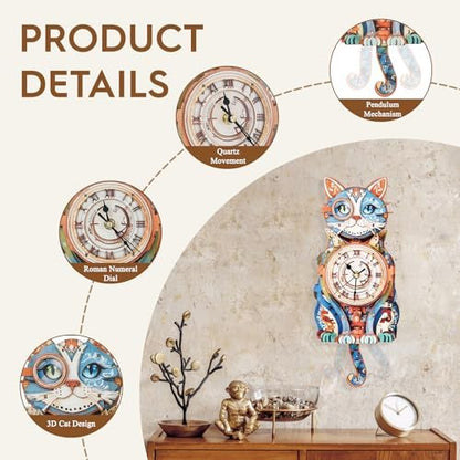 3D Puzzles for Adults Wooden DIY Cat Clock Puzzle Adult Crafts - Image 3