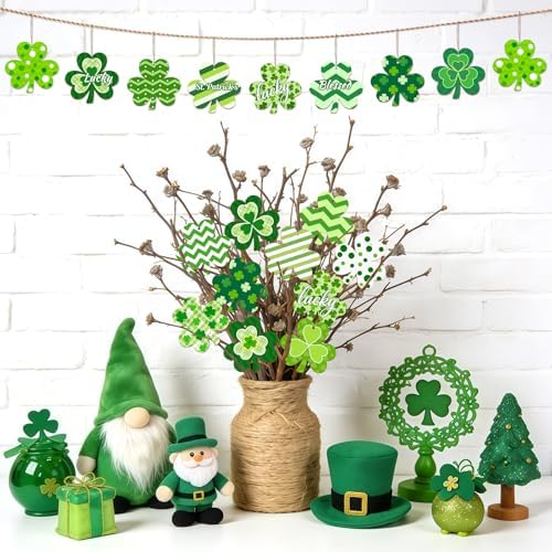 80PCS Wooden Shamrock Ornaments to Paint St. Patrick's Day Decorations, 8 Styles DIY Blank Unfinished Wood Shamrock Cutouts Ornament for Tree Home Crafts Hanging Gifts Indoor Spring Farmhouse - Image 2
