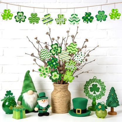 80PCS Wooden Shamrock Ornaments to Paint St. Patrick's Day Decorations, 8 Styles DIY Blank Unfinished Wood Shamrock Cutouts Ornament for Tree Home Crafts Hanging Gifts Indoor Spring Farmhouse - Image 2