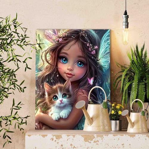 DIY Paint by Numbers for Adults Cute Little Girl Painting Acrylic Paint Digital Oil Painting Animal and Person Painting Kits African American Child Canvas Art Bedroom Decor 16x20 Inch（Without Frame - Image 3