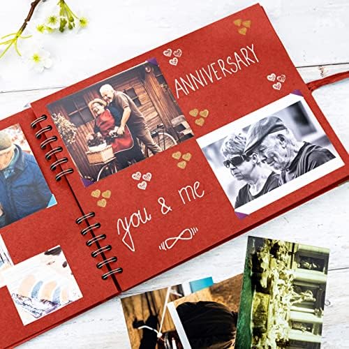 Bstorify Square Scrapbook Photo Albums 50 Pages (11 x 8.5 Inch) Red - Image 6