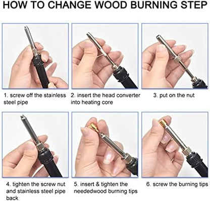 23PCS Burning Pen Tips, Metal Repeatable Stencil Soldering Pen Tip Soldering Iron Kit Stippling Tool for Pyrography Working Carving - Image 3