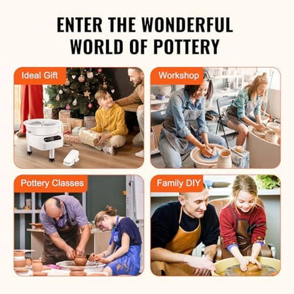 VEVOR 11 inch Pottery Wheel for Adults, 450W Forming Machine with Direct Drive Motor and LCD Touch Screen, 50-300RPM Speed Adjustable Foot Pedal Detachable Basin, for Art Craft Work Home DIY, White - Image 5