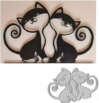Scrapbooking Die-Cuts, Christmas Metal Cutting Dies for Card Making, Paper Craft Punch Template, Background Embossing Stencils, DIY Album Décor (2 Pcs Animal Cat-8.7X6.1cm) by FAWENUCY