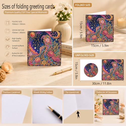 LAKEQUILL DIY Diamond Art Painting Greeting Kit, 12 Pieces, Creative Craft Set，12 Zodiac Signs - Image 6
