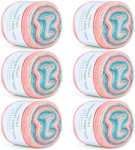 Aeelike Cake Yarn for Crocheting, Soft Ombre Crochet Yarn, Blue Pink by Aeelikescrochetworld