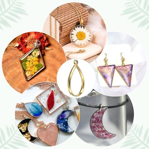 M METERXITY 20-Pack Open Bezels for Resin, Teardrop Shape Open Back Bezel Pendants for Resin Jewelry Making/DIY Earrings Necklace, Alloy Hollow Frame Pendants [Bright Gold] - Image 5